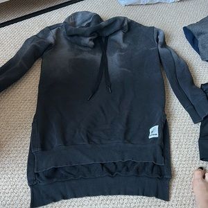 Long over the butt, Reebok outerwear hoodie, black with gray detail